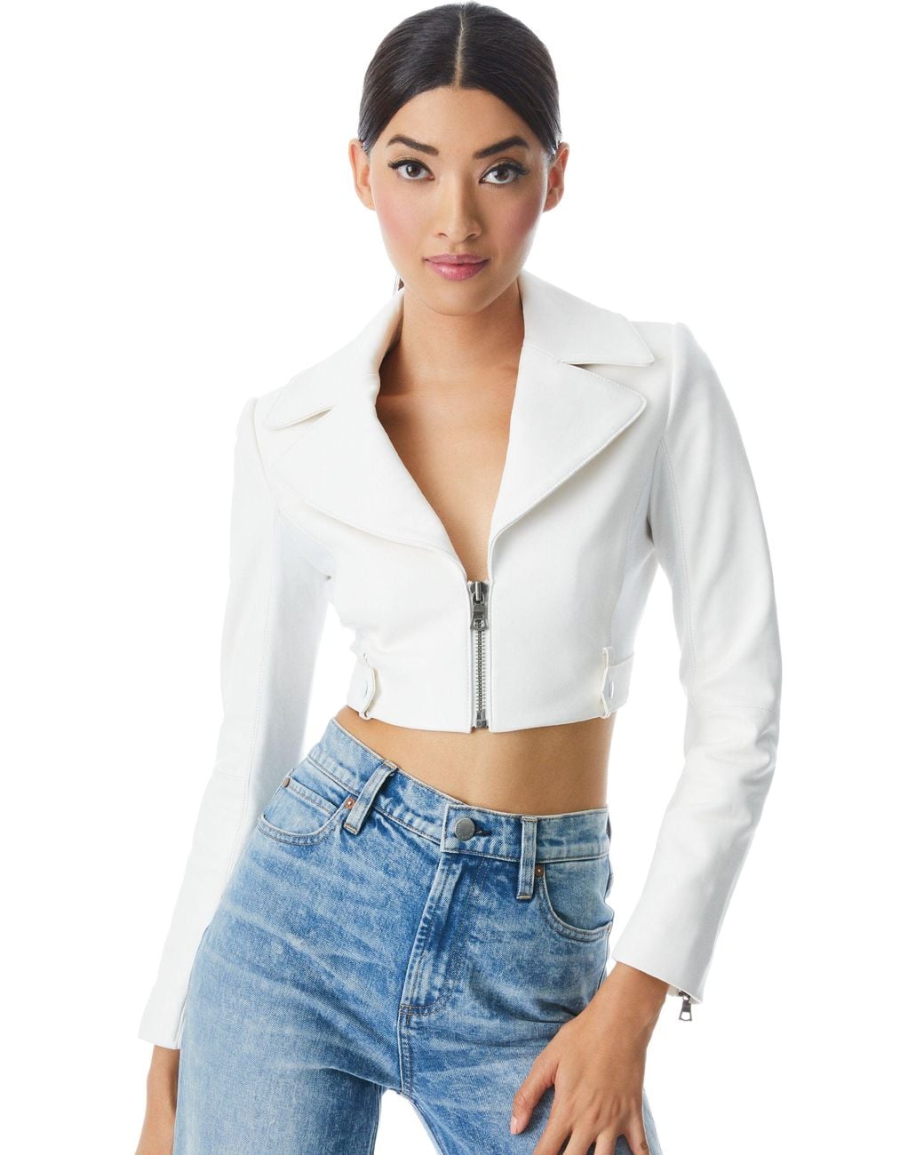 Alice + Olivia White Yardley Vegan Jacket