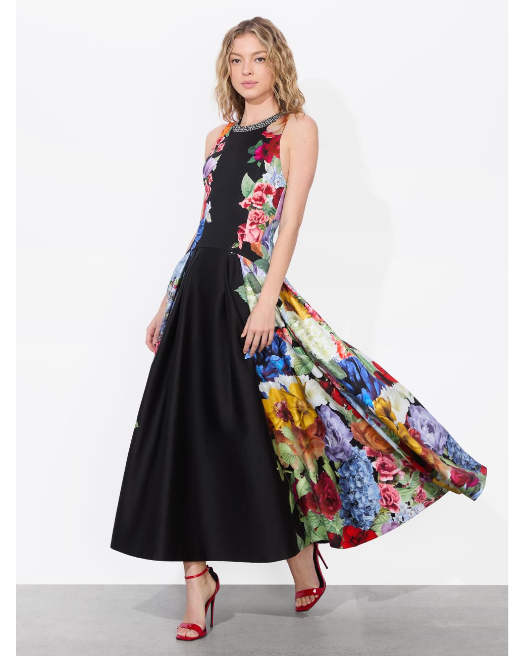 Alice+Olivia■Adley Floral Panel Midi Dress■ドレス Alice + Olivia Adley Floral Stretch-Cotton Flared Midi-Dress