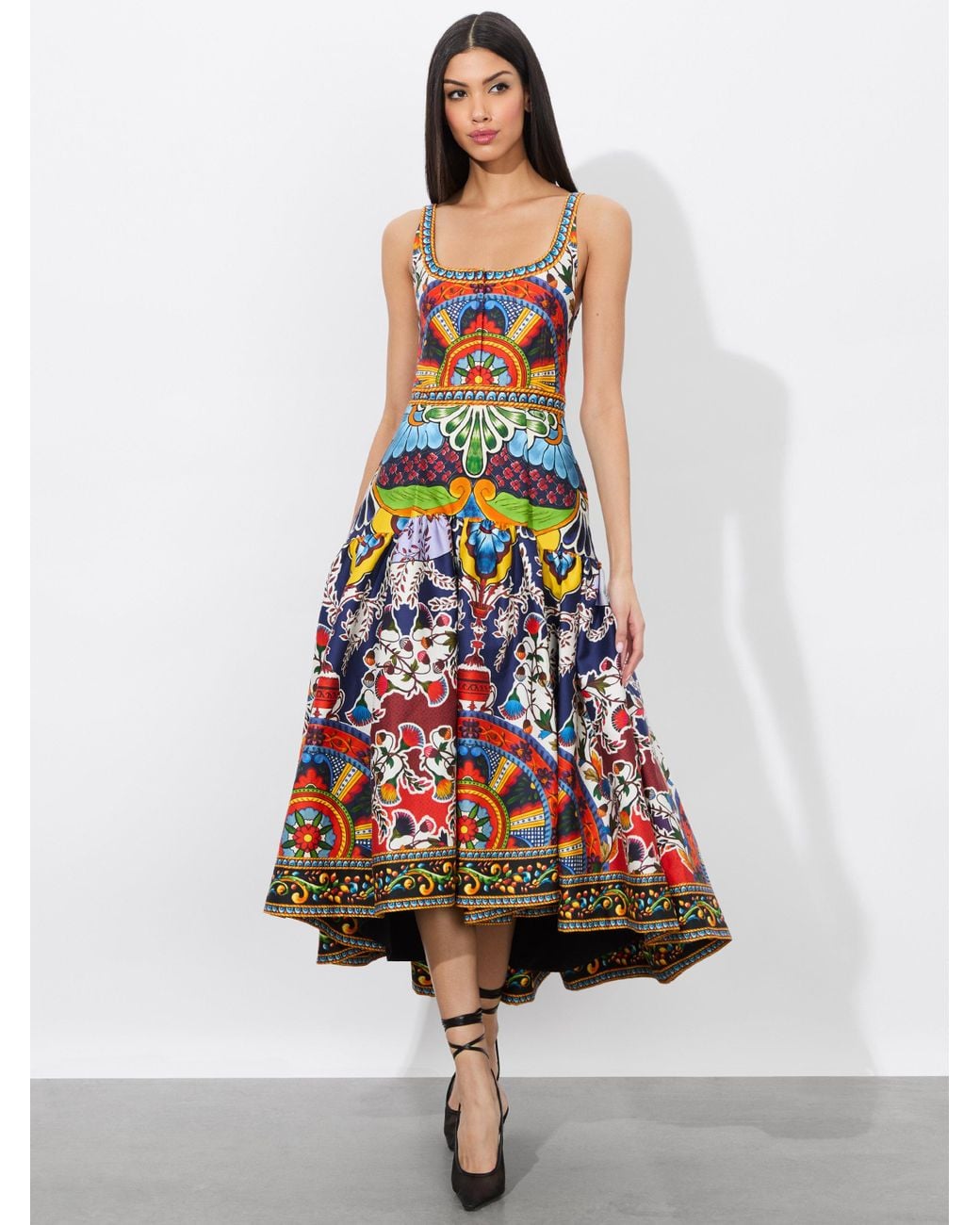 Alice + Olivia Diana Structured Midi Dress in White | Lyst