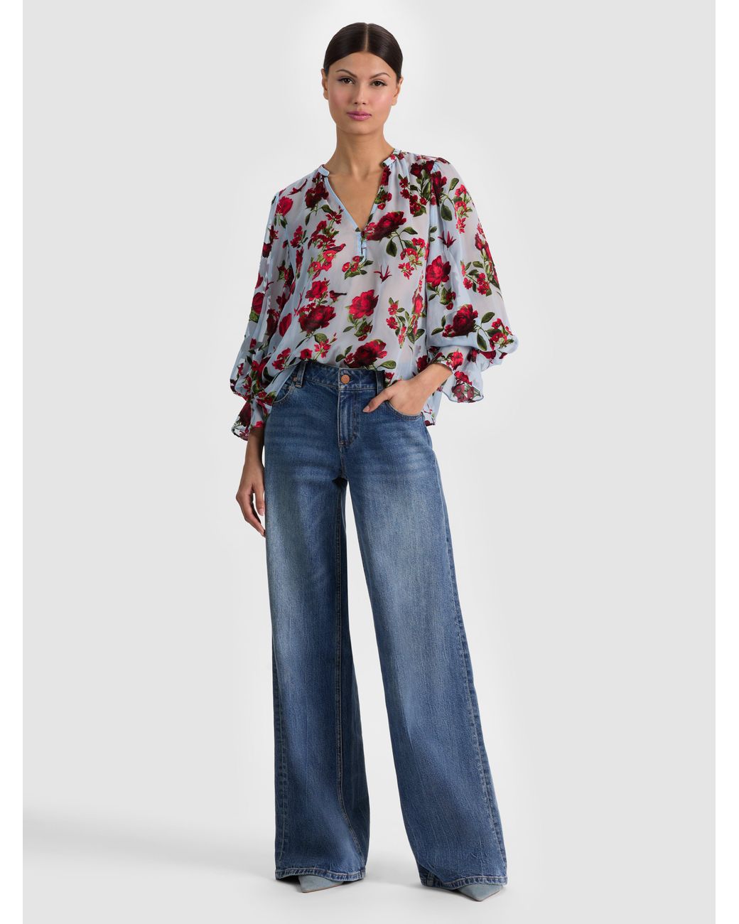 Alice + Olivia Blue Moranne Blouse