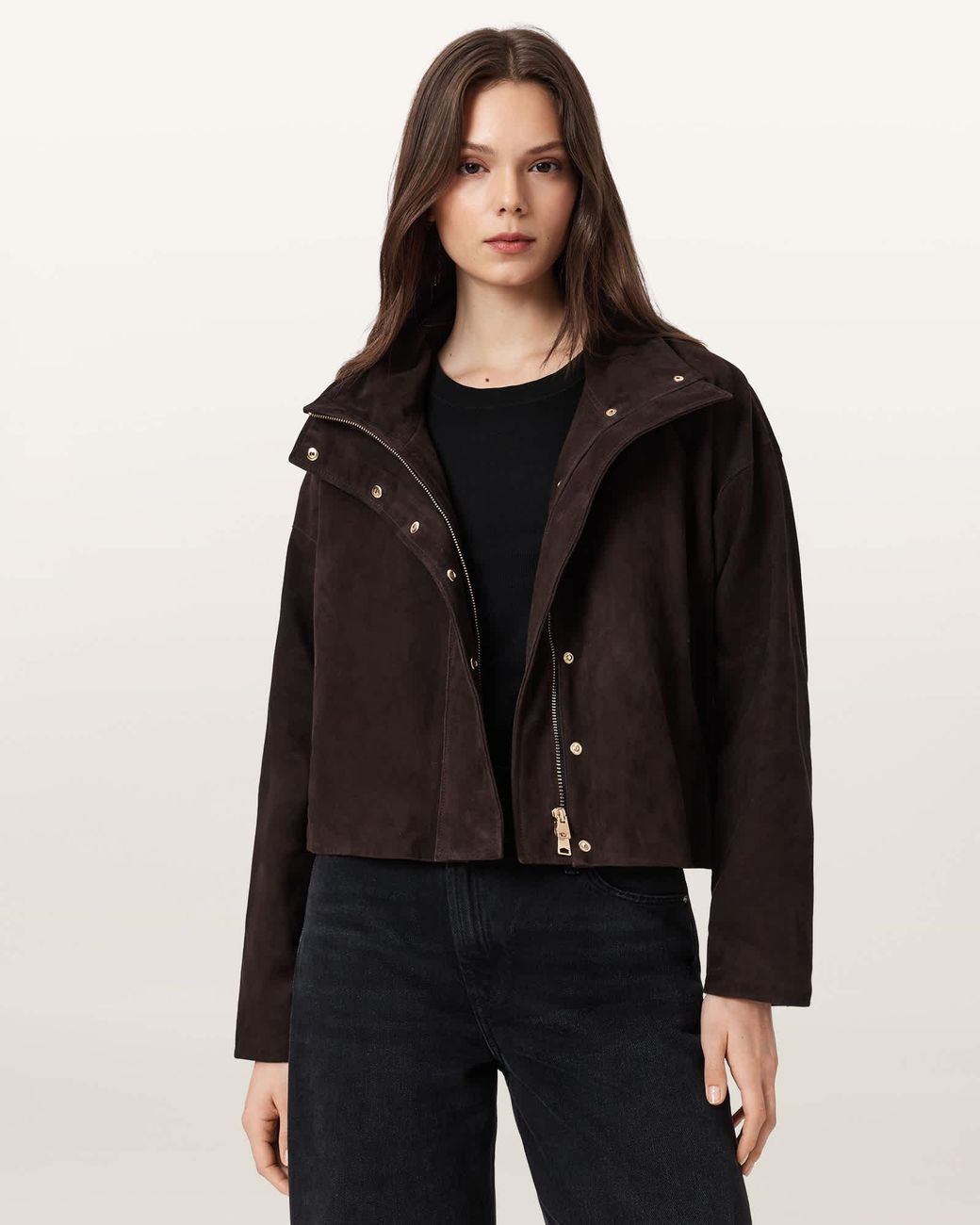 AllSaints Black Ryder Suede Jacket
