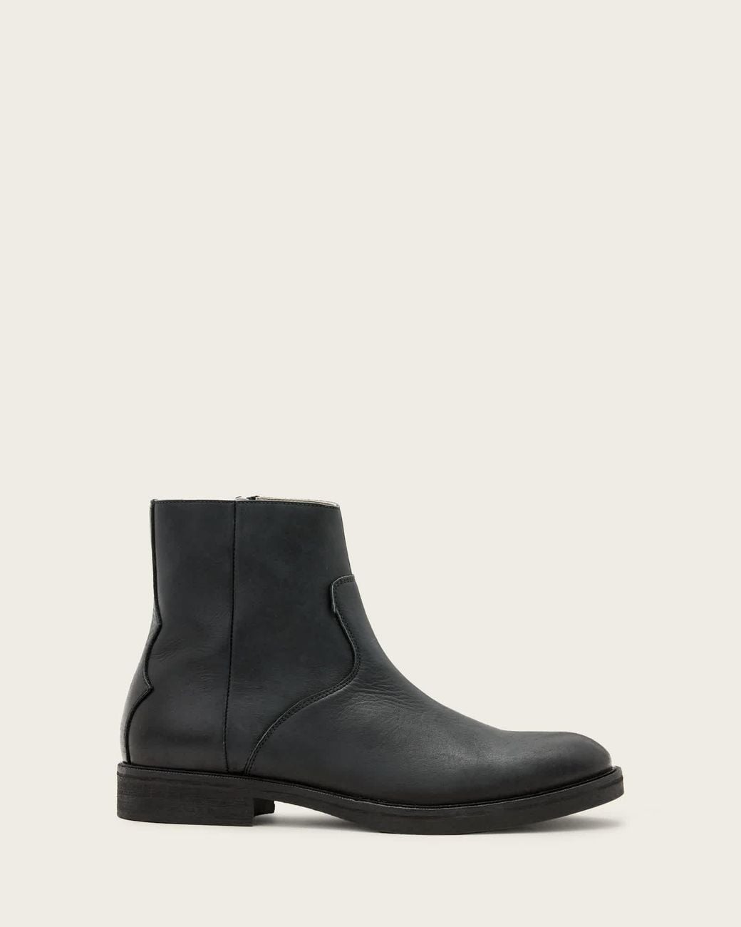 AllSaints Black Lang Leather Zip Up Boots for men