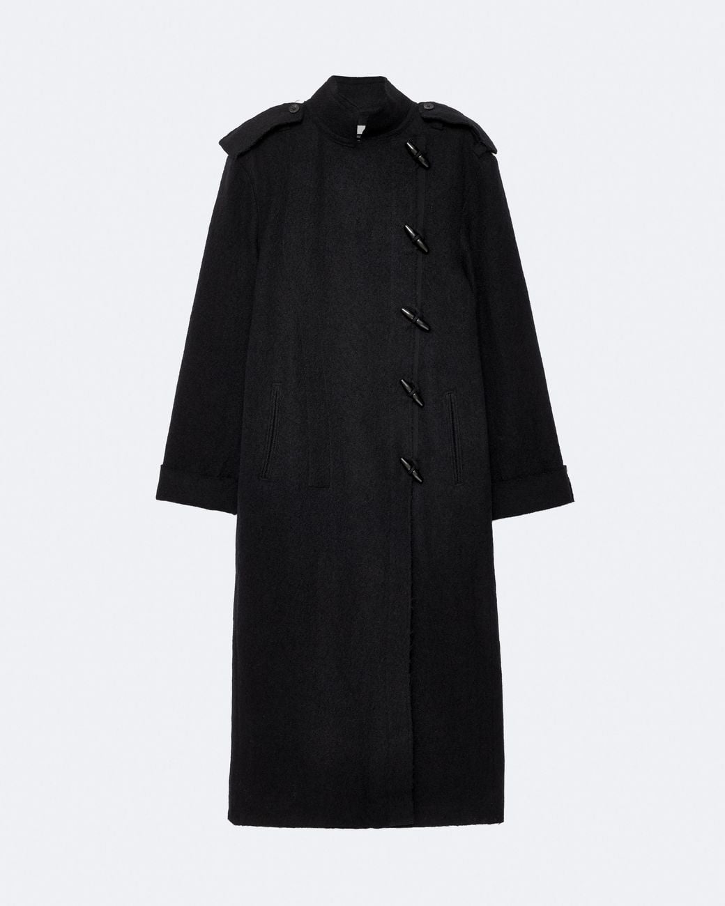AllSaints Black Ellis Oversized Toggled Wool Coat