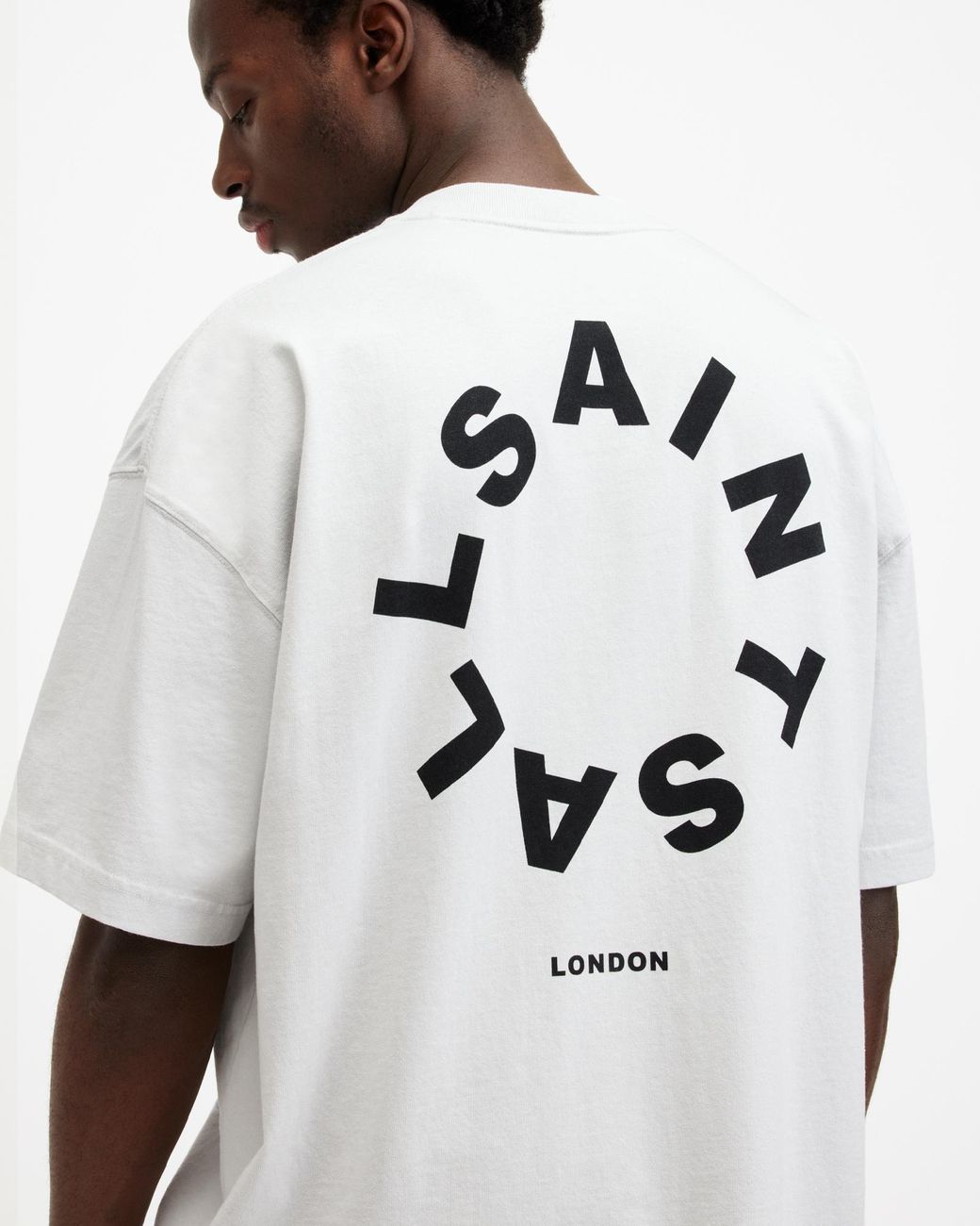 AllSaints Tierra Oversized Crew Neck Logo T shirt in Natural for Men Lyst