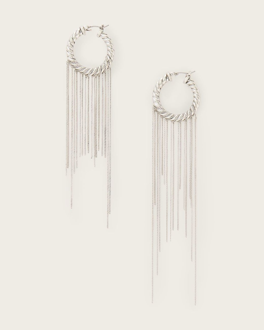 AllSaints Natural Nia Drop Chain Hoop Earrings