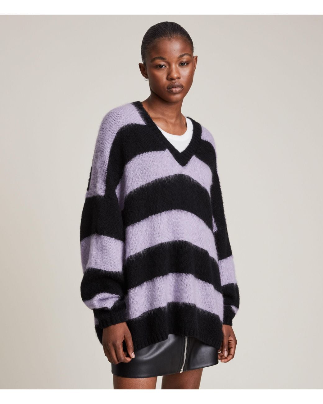 AllSaints Lou V-neck Sweater in Black | Lyst