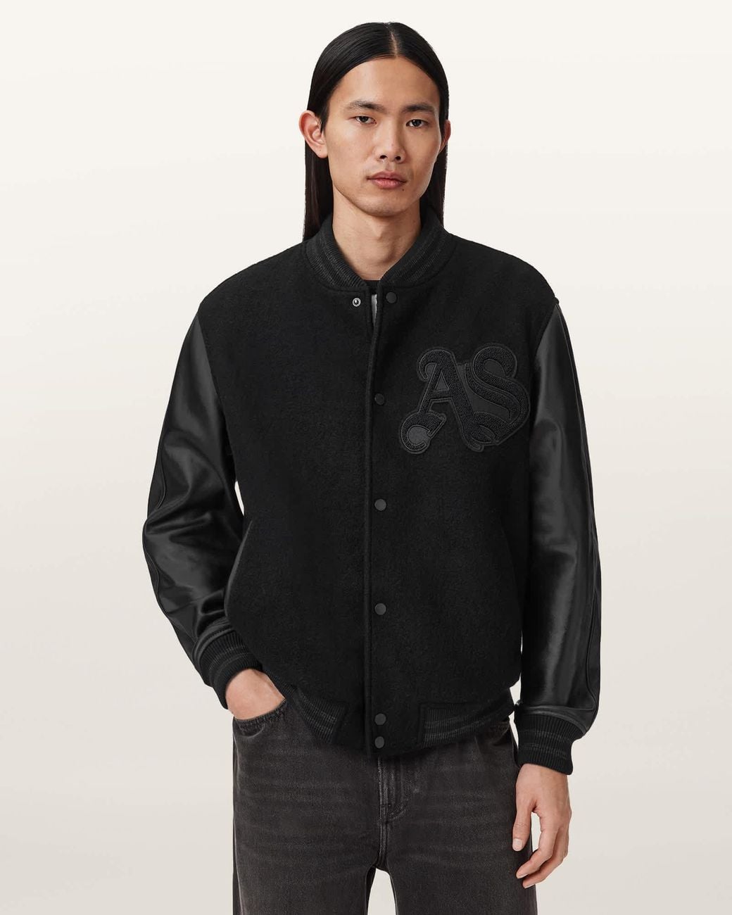 AllSaints Black Holloway Bomber Jacket for men