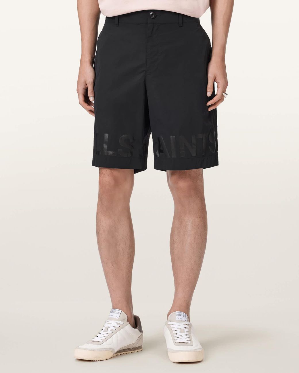 AllSaints Black Nexus Loose Fit Cargo Shorts for men