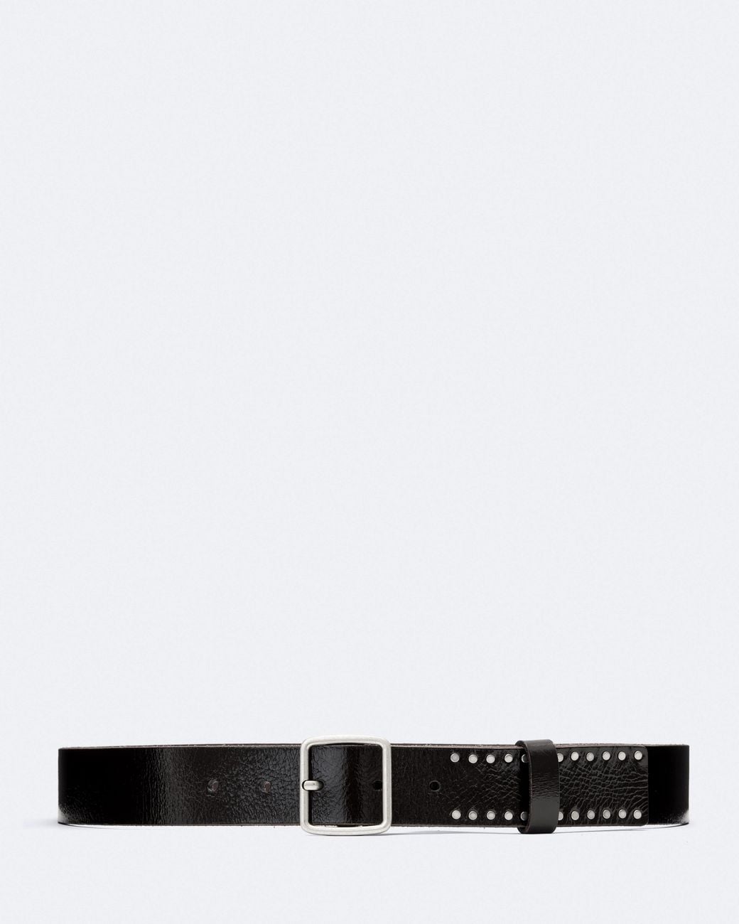 AllSaints White Wyatt Bar-Buckle Studded Leather Belt