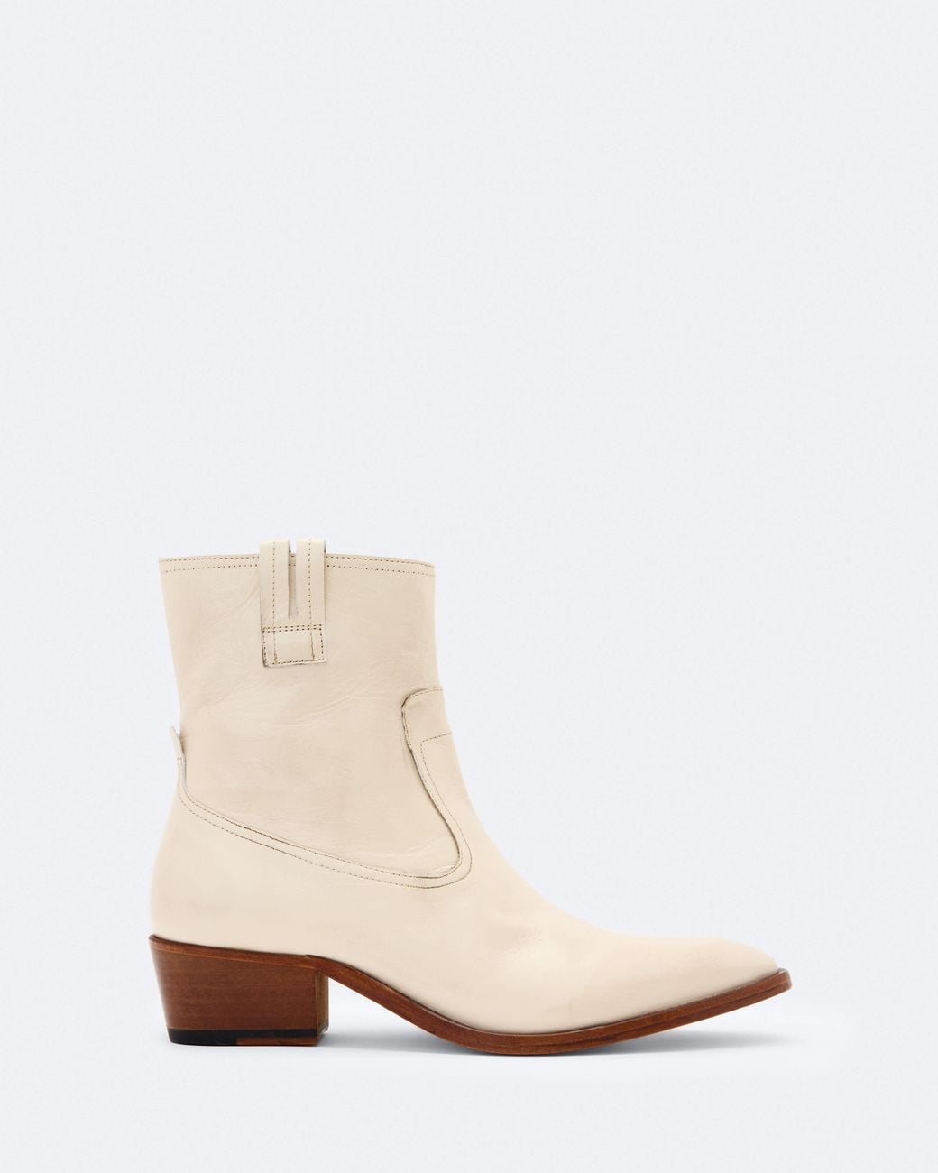 AllSaints White Jura Zip-Up Leather Boots