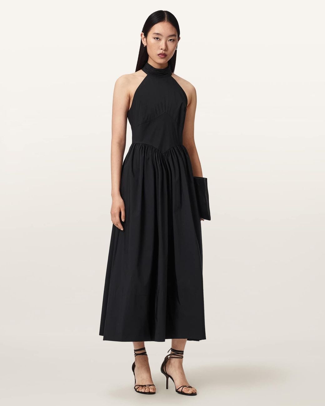 AllSaints Black Arora Sleeveless Maxi Dress