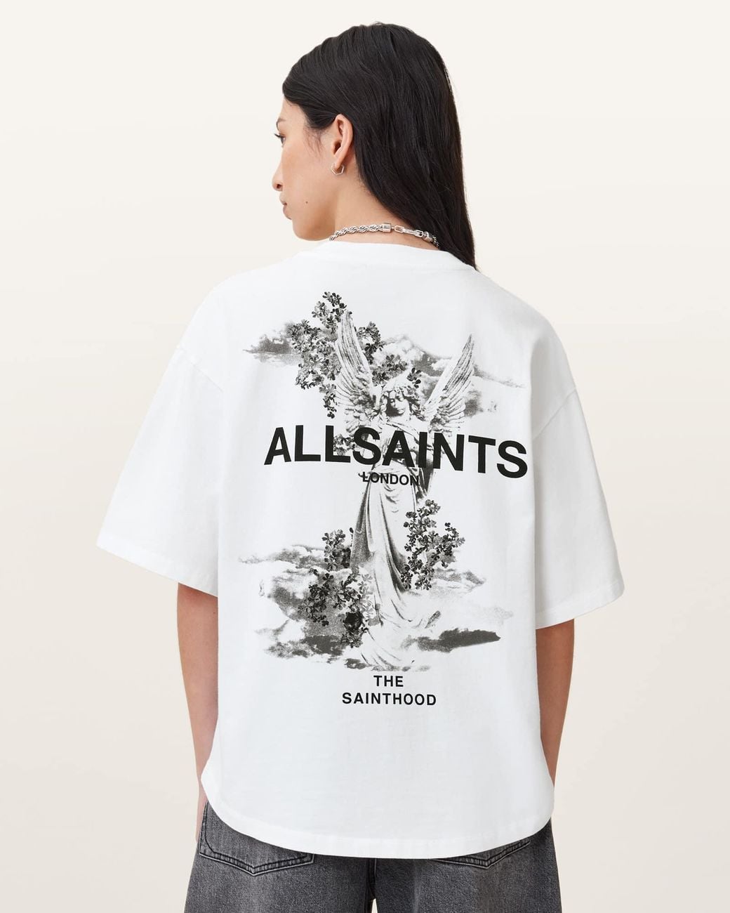 AllSaints White Guardian Amelie Oversized T-Shirt