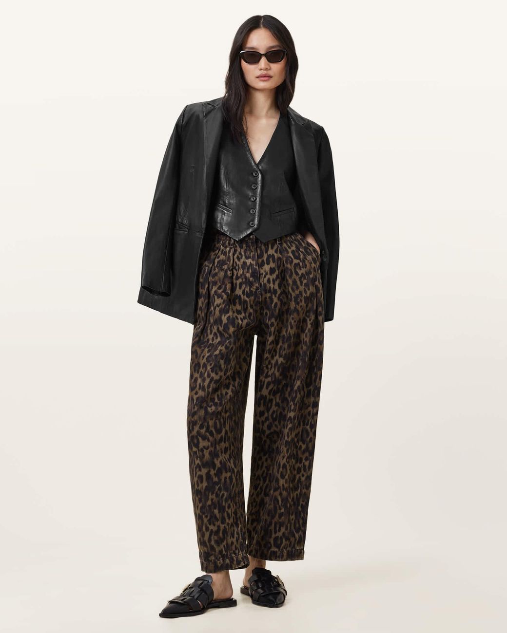 AllSaints Black Becca Barrel Leg Denim Jeans
