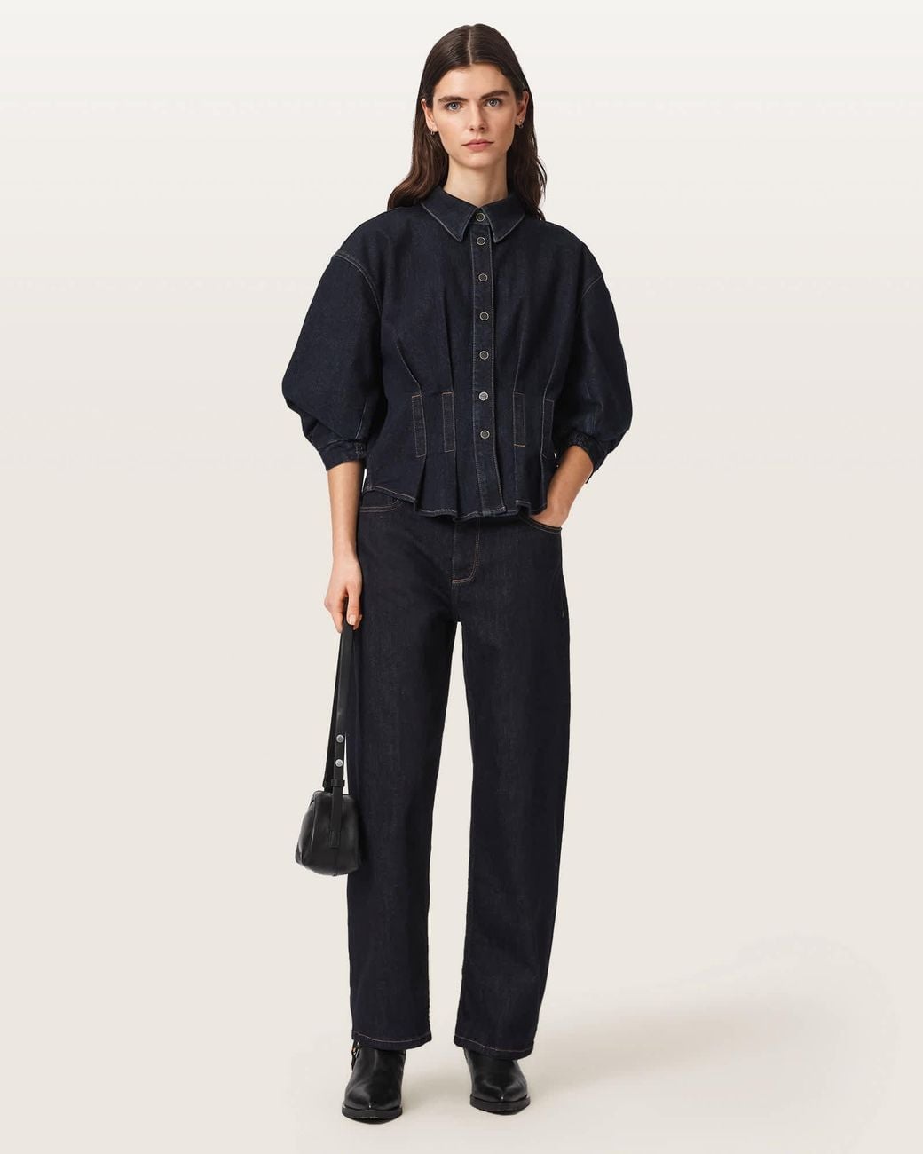 AllSaints Blue Sadie Barrel Leg Denim Jeans