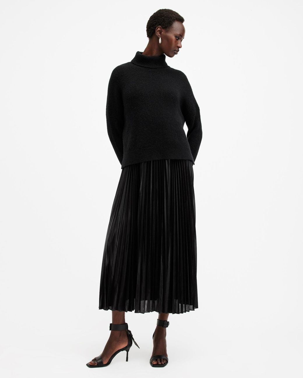 open lace back dress AllSaints Women's Dresses Spark Dress Black XS at Amazon Women's Clothing  store main image 0