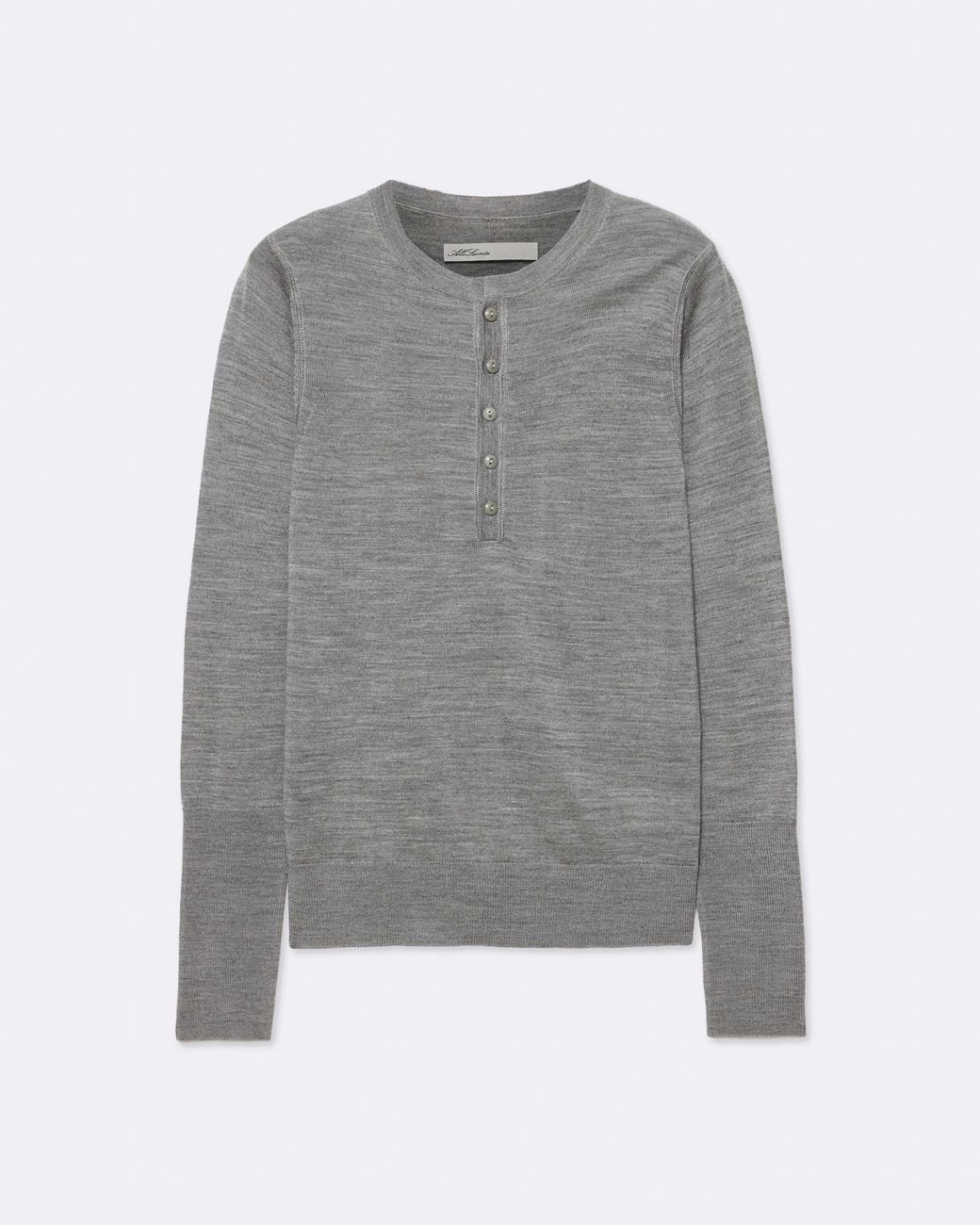 AllSaints Gray Coyte Fitted Merino Wool Sweater