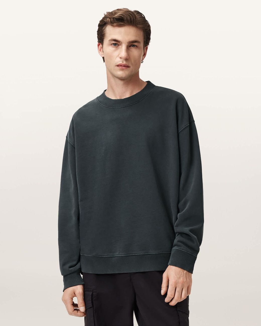 AllSaints Blue Milo Boxy Cotton Sweatshirt for men