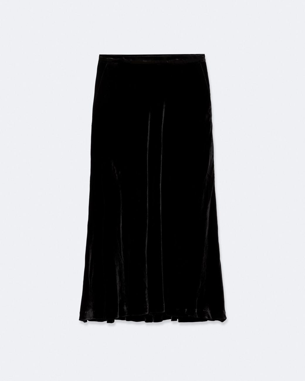 AllSaints Black Nalia Velvet Midi Skirt
