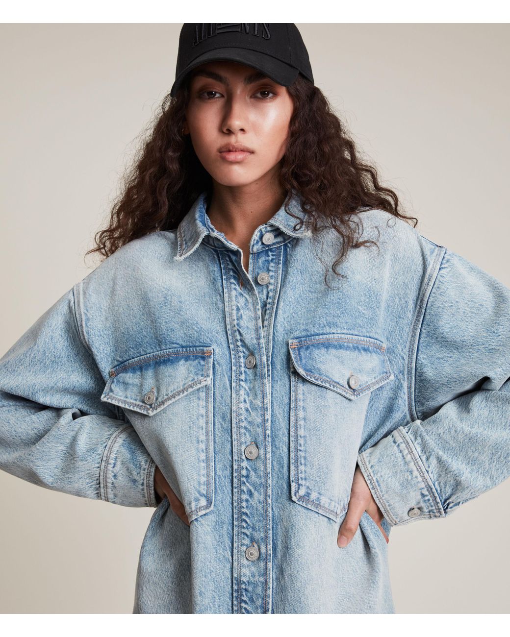 AllSaints Lily Shacket Dress in Light 