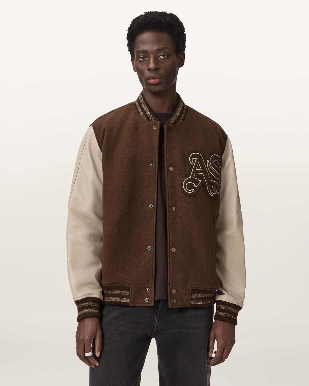 AllSaints Brown Holloway Bomber Jacket for men