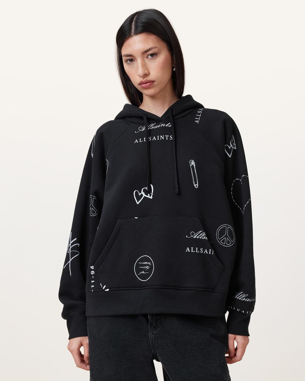AllSaints Stina Talon Oversized Hoodie in Black | Lyst UK