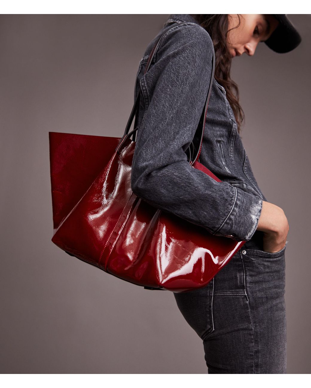 AllSaints Odette East West Tote Bag in Red Lyst