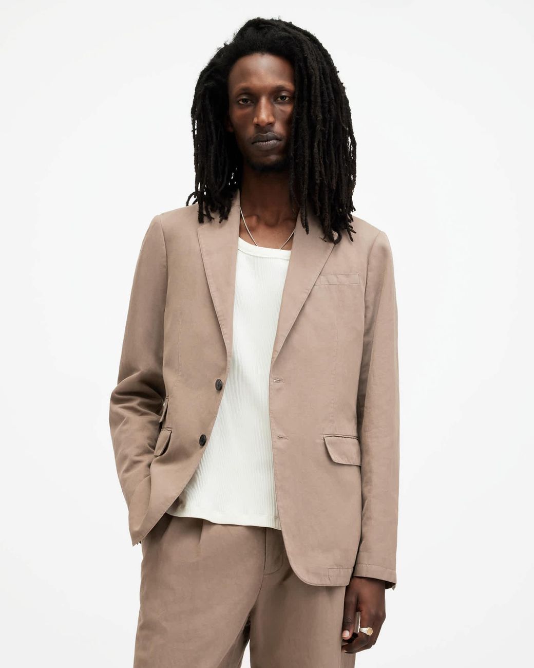 AllSaints Natural Sainte Linen Blend Blazer for men