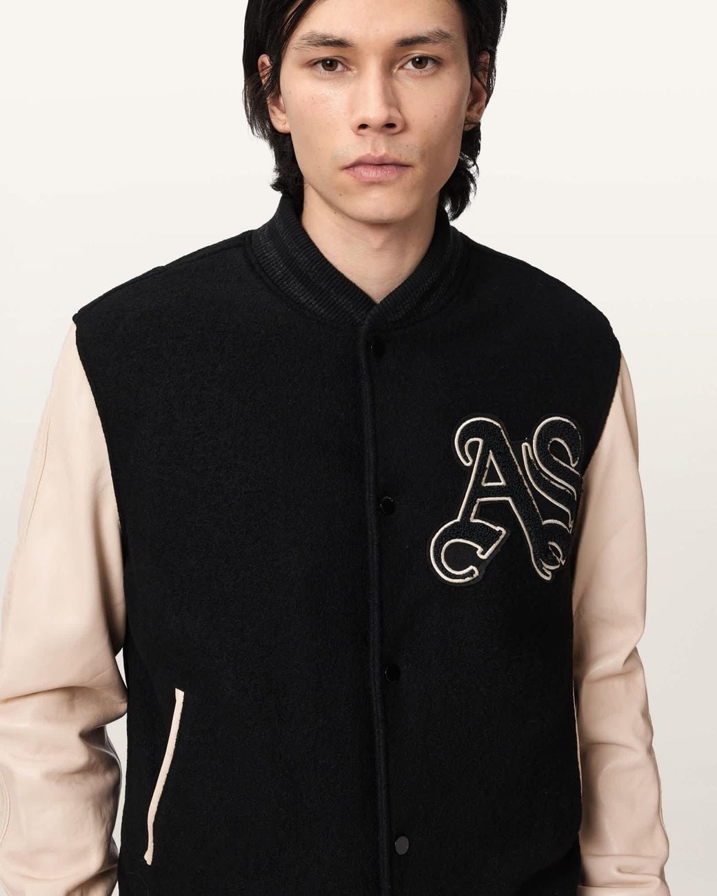 AllSaints Black Holloway Bomber Jacket for men