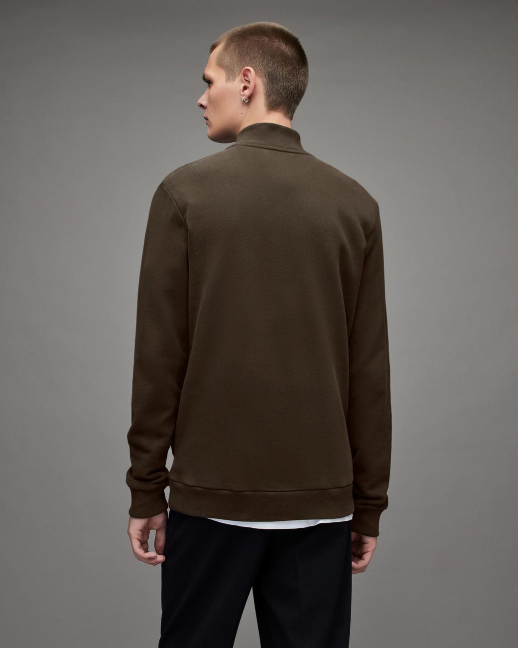 AllSaints Raven Half Zip Funnel Neck Sweatshirt in Gray for Men Lyst
