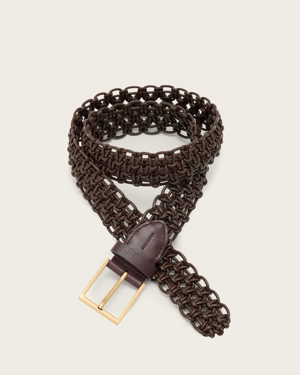 AllSaints Black Ila Leather Woven Belt
