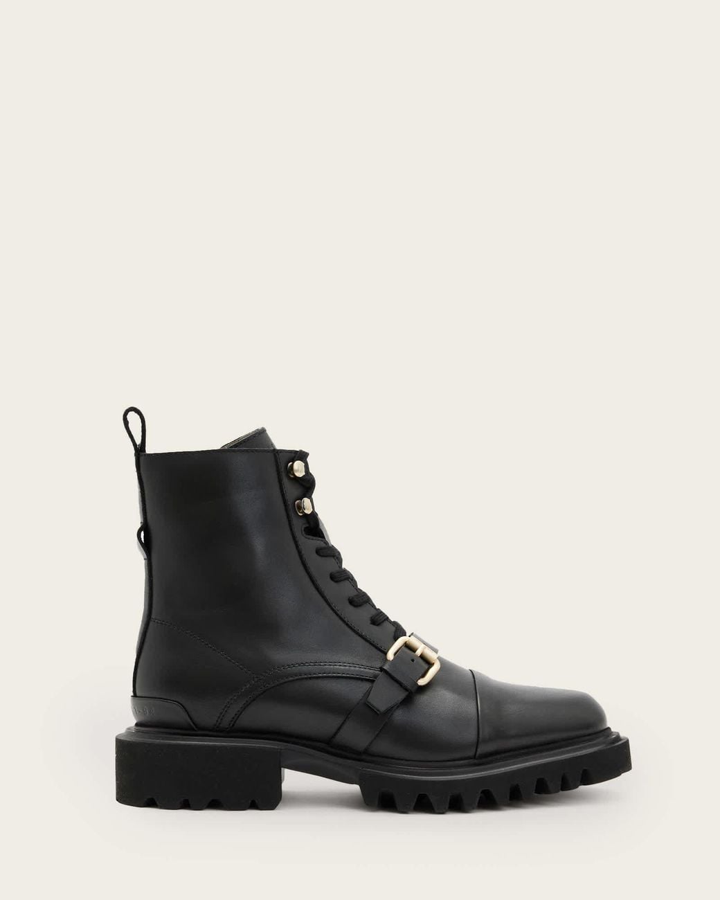 AllSaints Black Tori Leather Combat Boots