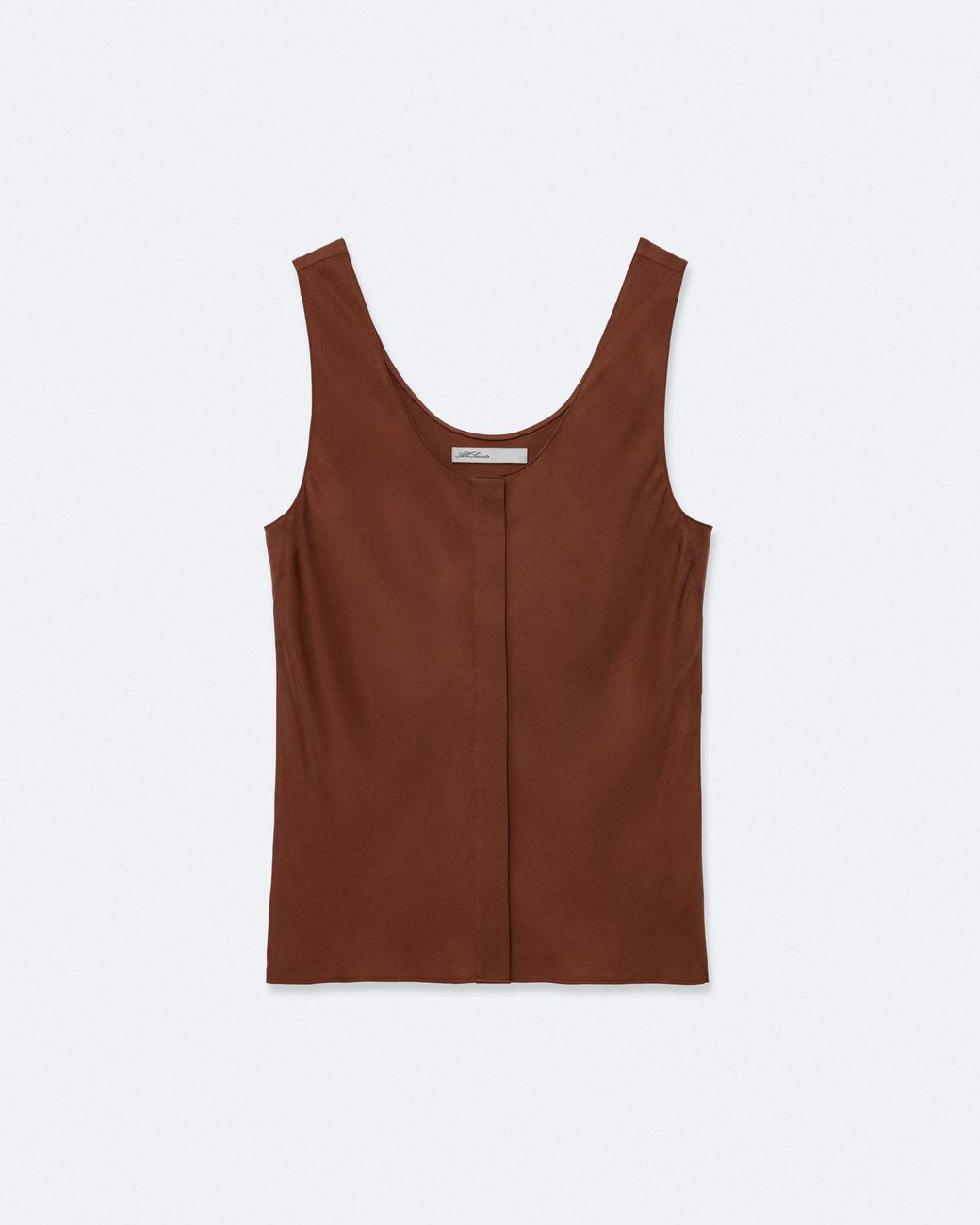 AllSaints Brown Milla Silk-Blend Cami Top