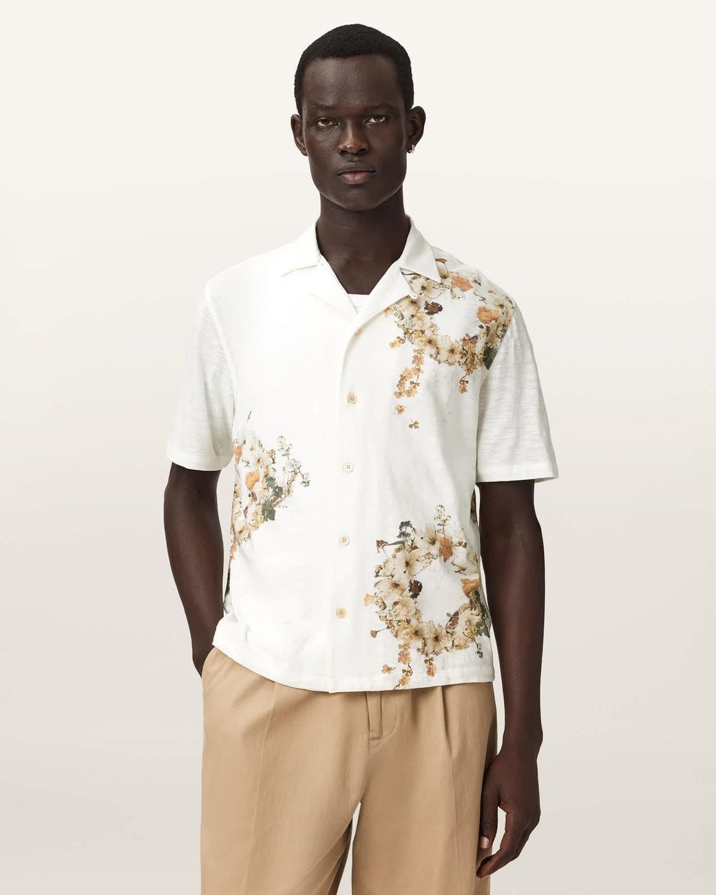 AllSaints Natural Fleur Oversized Short Sleeve Shirt for men
