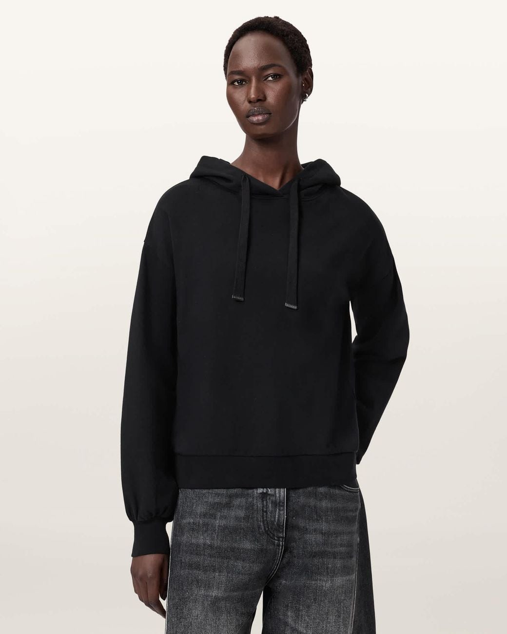 AllSaints Black Zinc Oversized Rhian Hoodie
