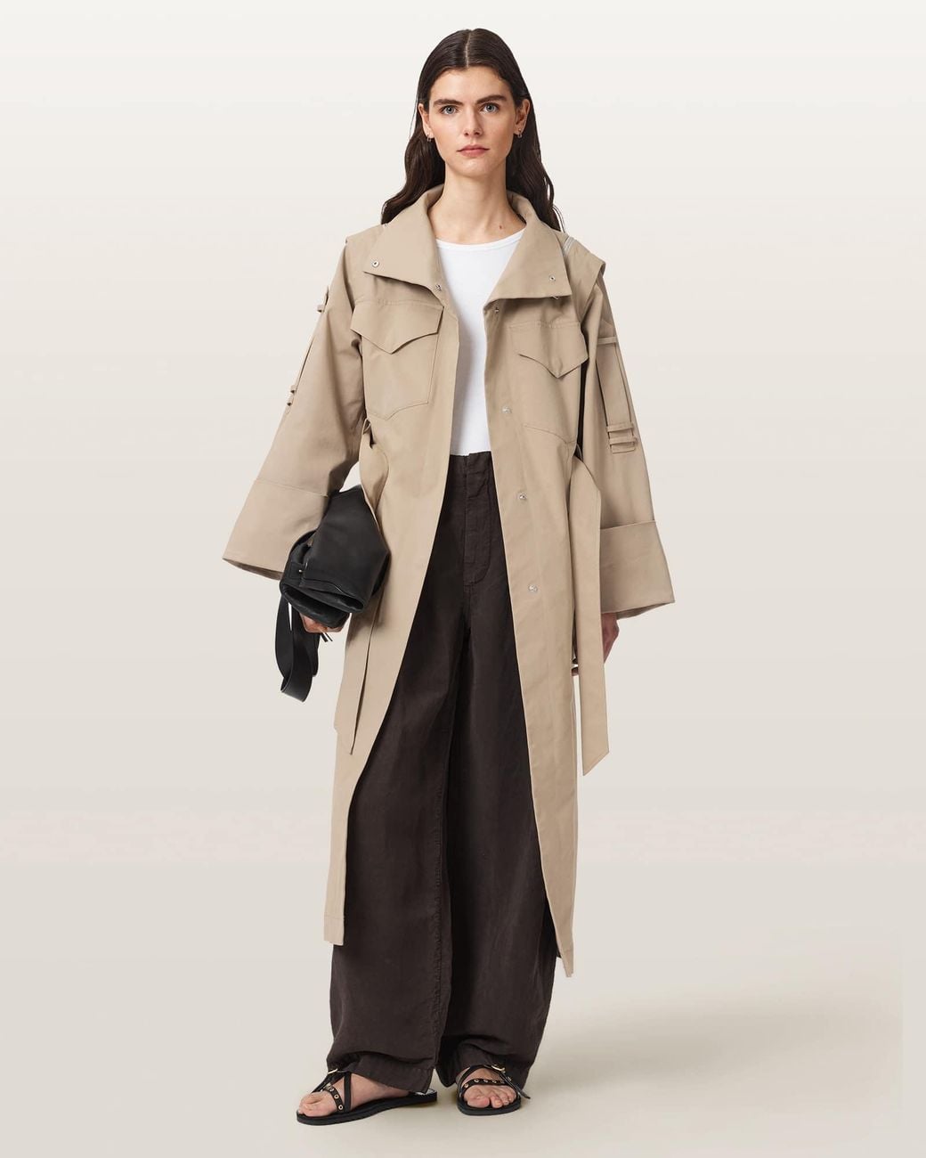 AllSaints Natural Clayton Relaxed Fit Trench Coat