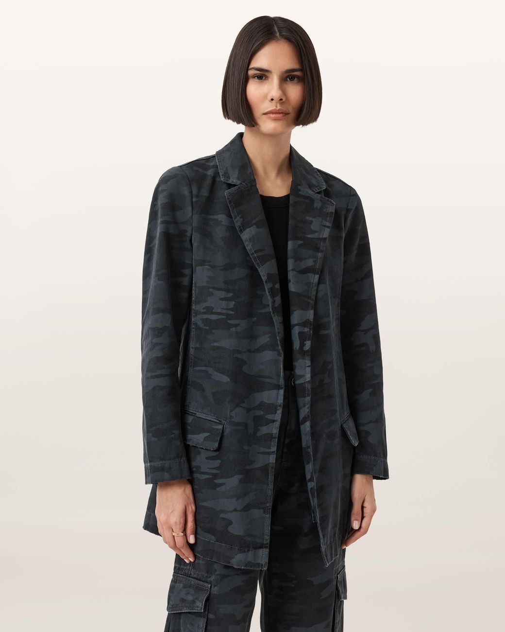 AllSaints Black Cotton Aleida Denim Blazer, /Us 2