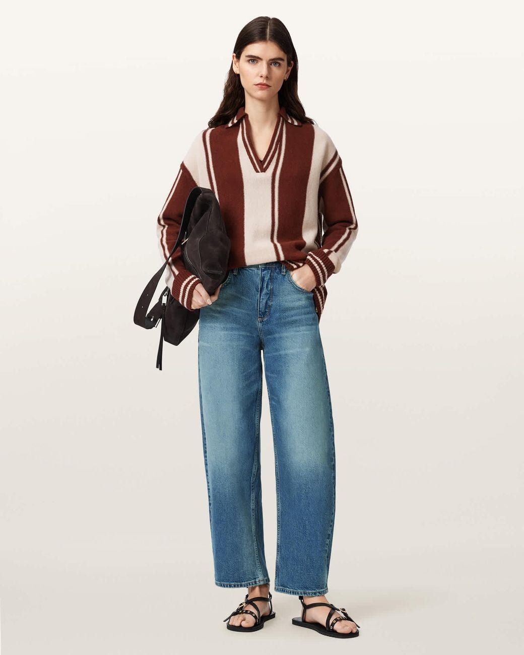 AllSaints Blue Sadie Barrel Leg Denim Jeans
