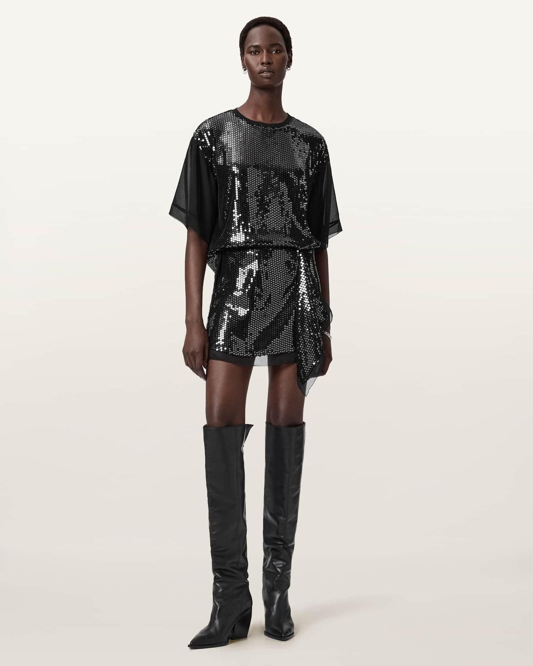 AllSaints Black Fonsie Embellished Short Skirt