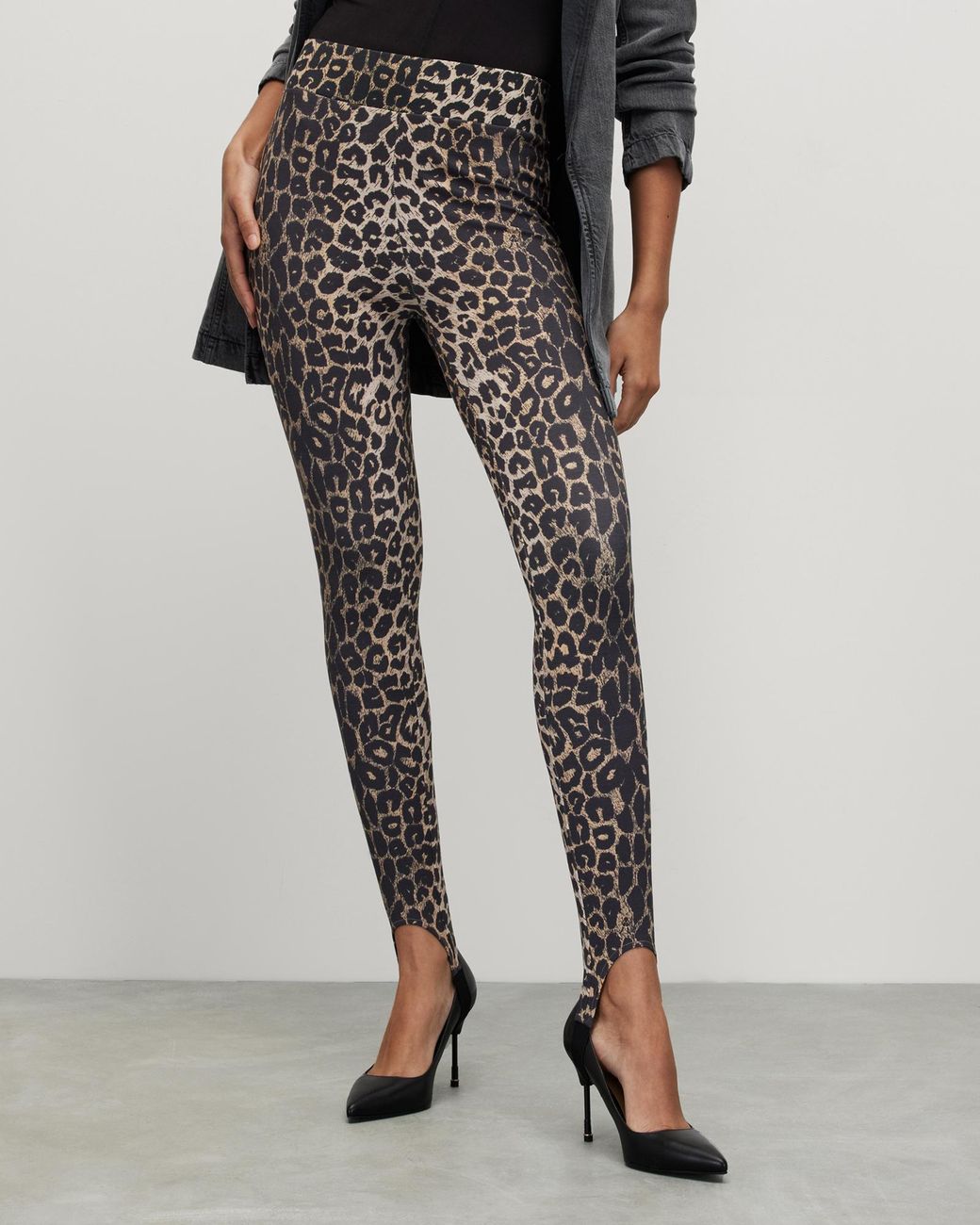 AllSaints Leopard Print Stirrup leggings in Brown | Lyst Canada