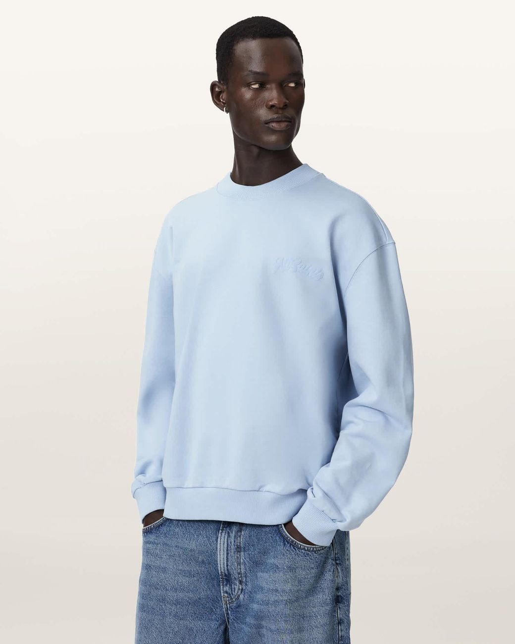 AllSaints Blue Odyssey Crew Neck Sweatshirt for men