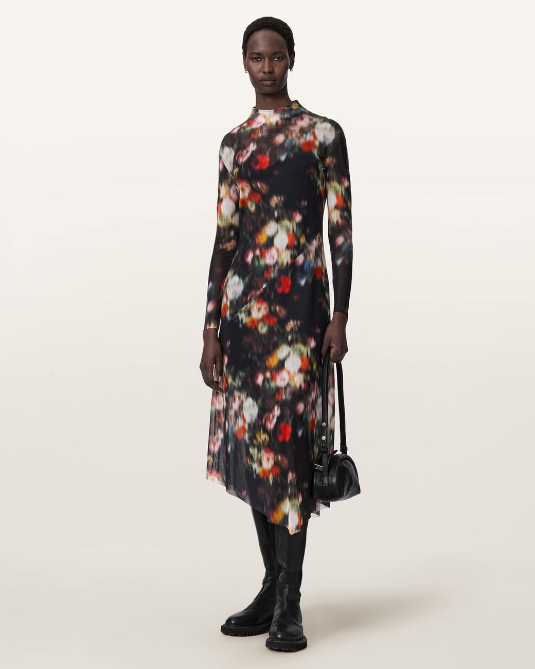 AllSaints White Gracie Floral Midi Dress
