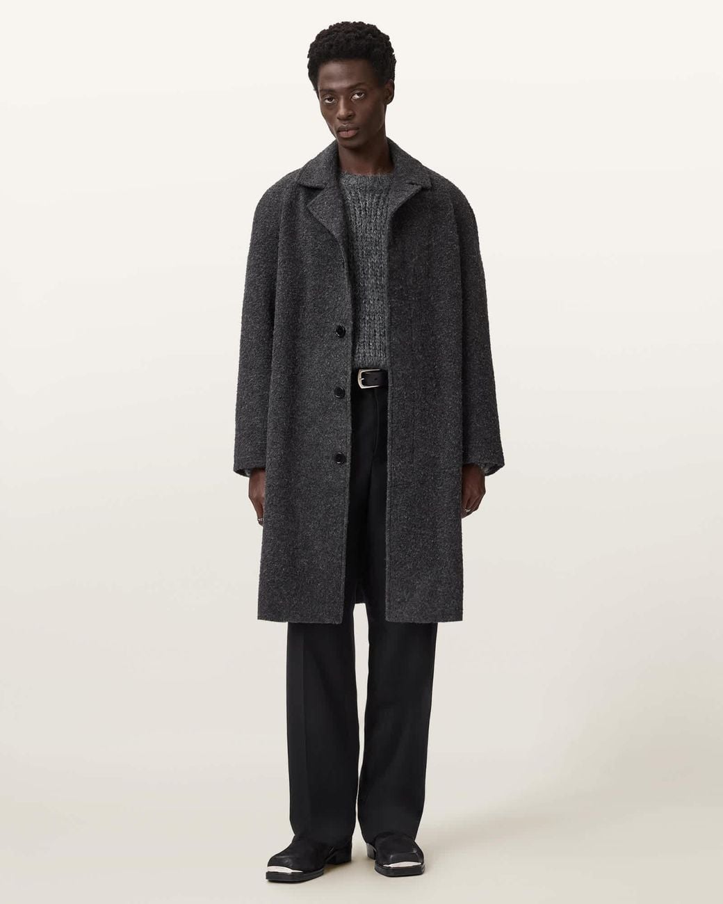 AllSaints Blue Duke Single Breasted Wool Coat for men