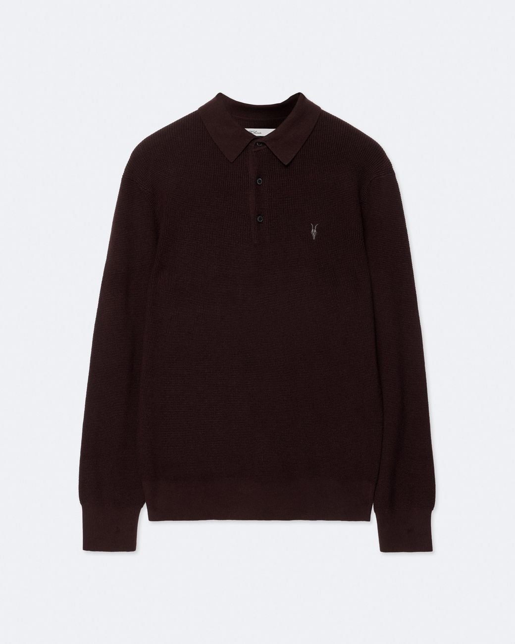 AllSaints Brown Aspen Long-Sleeve Polo Shirt for men