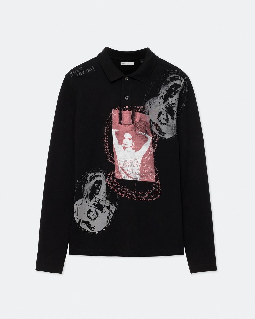 AllSaints Black Dreams Long-Sleeve Polo Shirt for men