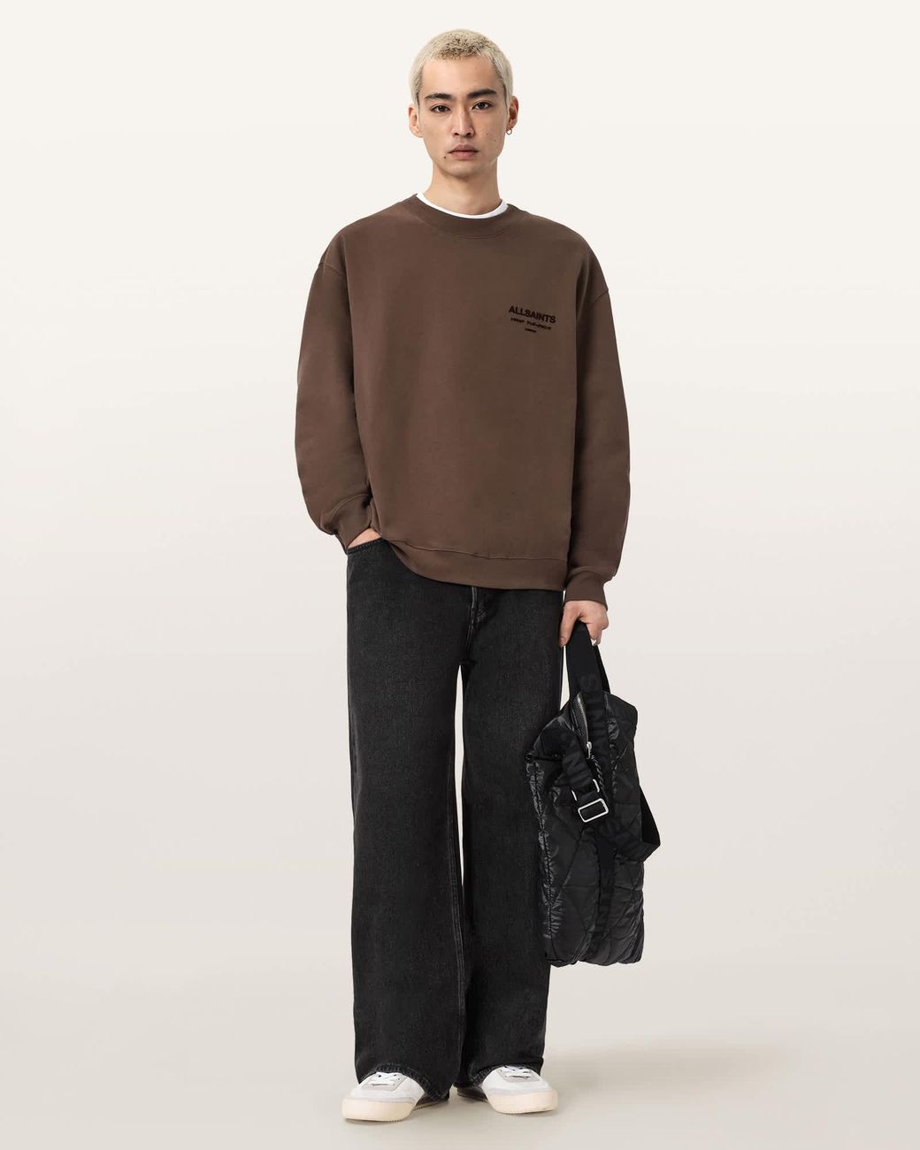 AllSaints Brown Xander Crew Neck Sweatshirt for men