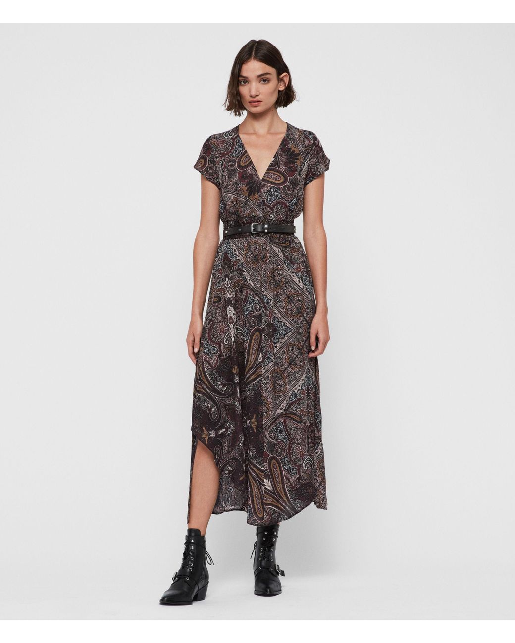 AllSaints Women's Leila Scarf Dress in Purple | Lyst Australia