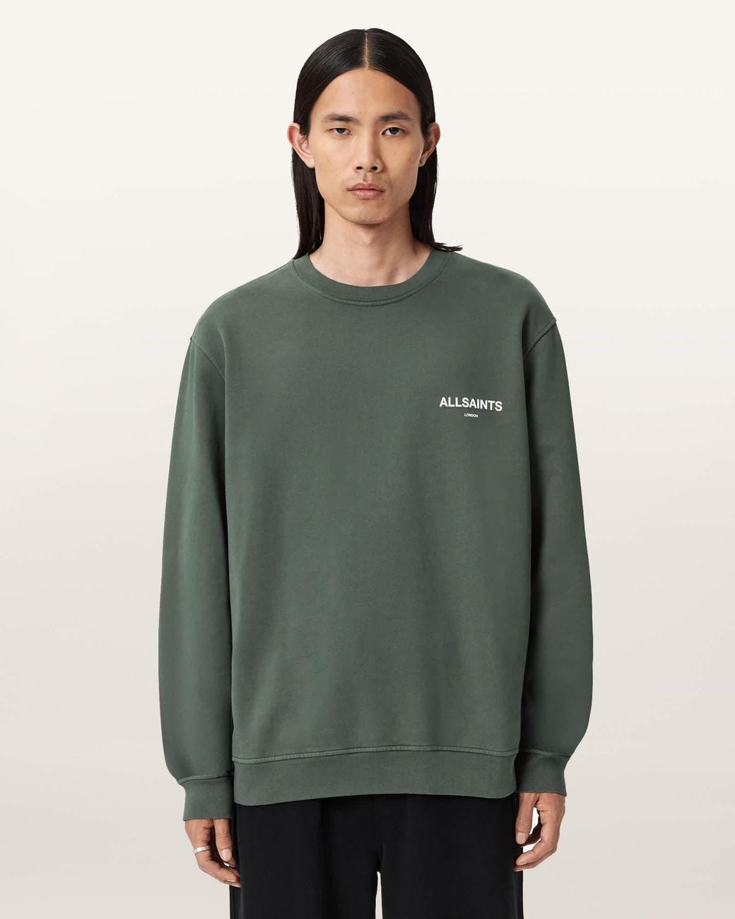 AllSaints Green Halcyon Crew Neck Sweatshirt for men