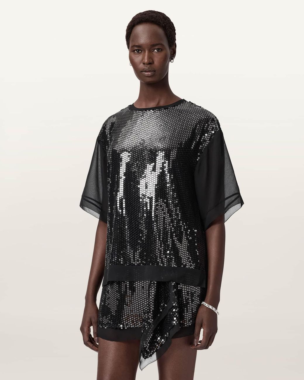 AllSaints Black Fonsie Embellished T-Shirt