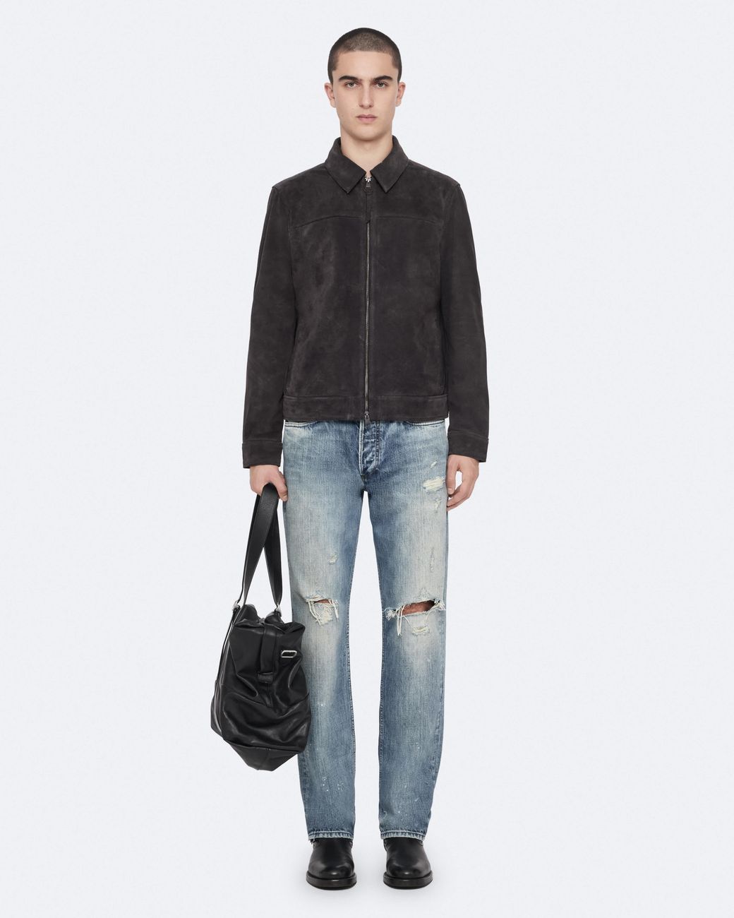 AllSaints Black Rhone Suede Jacket for men