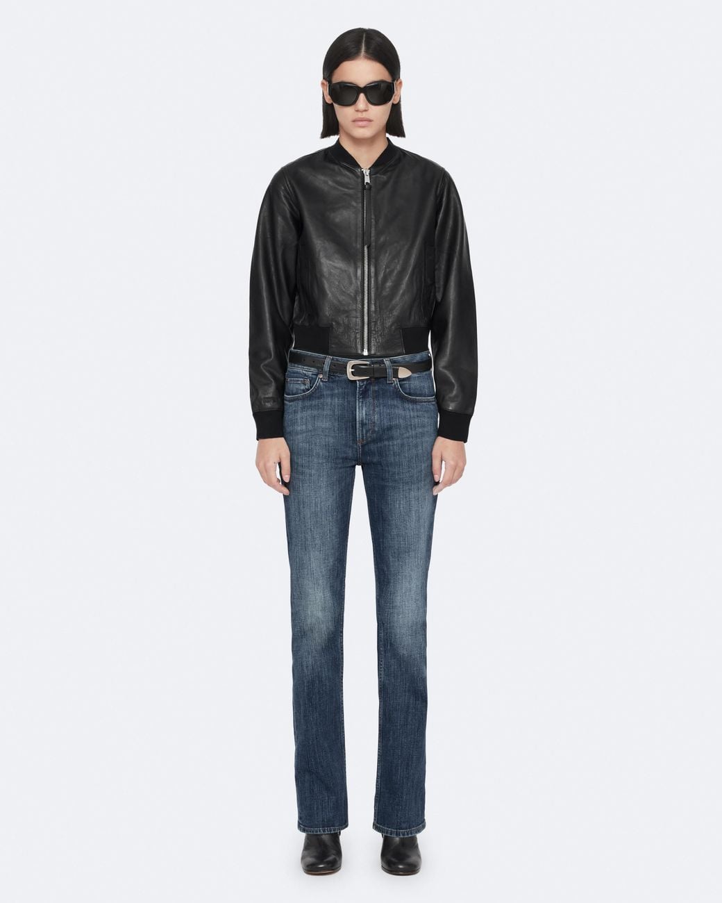 AllSaints Black Orten Leather Bomber Jacket